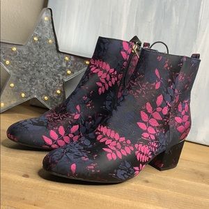 Floral Fabric Ankle Boots